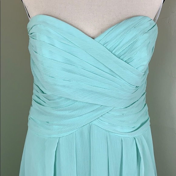 David’s Bridal Strapless Chiffon Dress in Mint - Picture 2 of 8